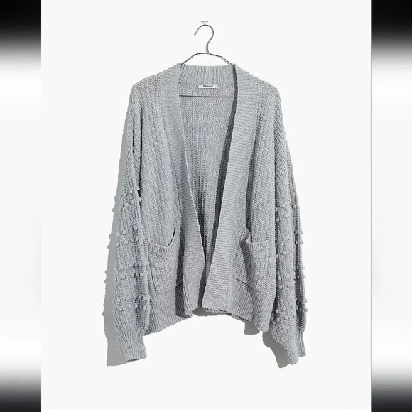 Madewell Bobble Pom Pom Balloon Sleeve Open Front Cardigan Sweater(M) - Picture 1 of 10